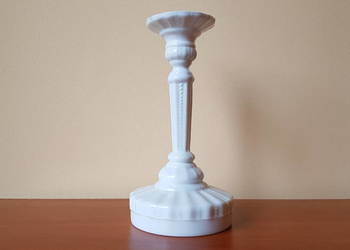 Kolumnowy świecznik lattimo, nr kat. 1155 , lichtarz, Ząbkowice, szkło PRL