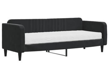 Sofa z materacem do spania czarna aksamit 80x200 cm WM-3197036