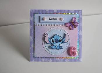Personalizowana kartka na urodziny ręcznie robiona ze  Stich