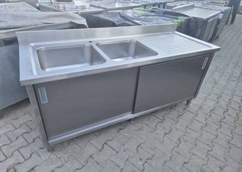 Zlew Gastronomiczny 2 Komorowy Z Drzwiami Suwanymi 190/70/85
