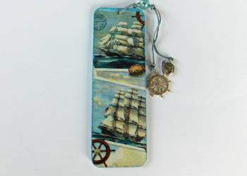 Marynistyczna zakładka do książki dwustronna hand made