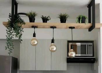 Lampa loft belka deska Dębowa półka kwiaty drewno retro wisząca ozdobna