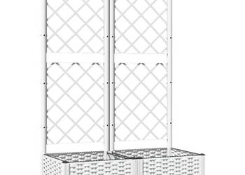 vidaXL Donica ogrodowa z kratką, biała, 80x40x121,5 cm, PP(SKU:153281)