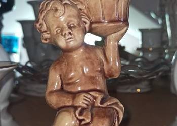 Świecznik, Brązowy. Porcelana. Puto