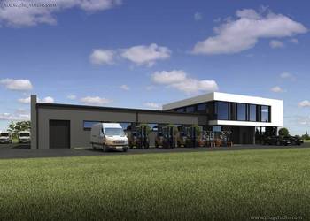 PS-SS-V7-C2 PROJEKT WARSZTATU SAMOCHODOWEGO NOWOCZESNY PŁASKI DACH