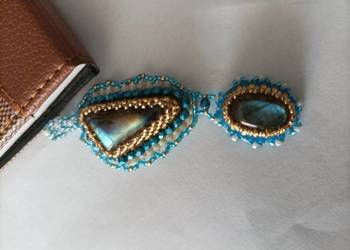 Zawieszka labradoryty turkus beading