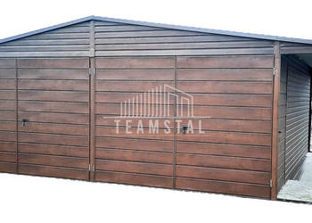 GARAŻ BLASZANY 6m x 5,8m wiata dwuspad 2x Brama drzwi TS273