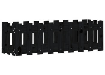 Rabata ogrodowa z płotkiem czarna 100x30x30cm drewno sosnowe WM-832474