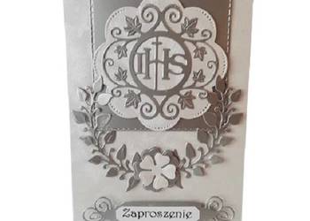Zaproszenia Komunia Ihs W Serwetce C6 Srebro – Szary