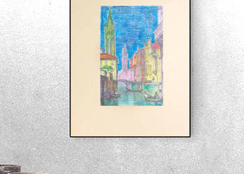 obraz z wenecją, wenecja plakat retro, podróże grafika 30x40