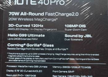 NOwy Smartfon INFINIX Note 40 Pro 12/256 6.78" 120Hz Czarny