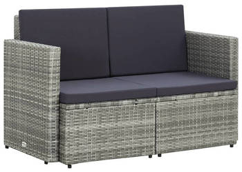 2-osobowa sofa ogrodowa z poduszkami polirattan szara WM-45783