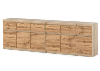 Komoda Nowoczesna Pojemna Salon Dąb Sonoma Szafka 240cm 6 Szuflad Salon