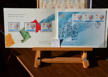 Znaczki. Papież JP II San Marino Watykan Włochy Folder FDC