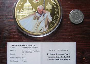 Jan Pawł II, Kanonizacja -platerowany Au, z kryszt. Svarows