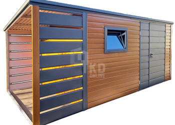 Schowek domek ogrodowy 4x2,5m + wiata 1m Brama dwuskrzydłowa dach TKD390 Schowek domek ogrodowy 4x2,5m + wiata 1m Brama dwuskrzydłowa dach TKD390