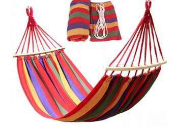 Hamak ogrodowy wiszący 260x80 mocny czerwony / kolorowy