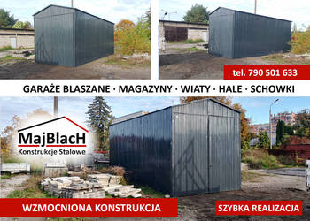 Wysoki Garaż Blaszany Grafitowy - Wiata - MAGAZYN - HALA - Maj-Blach