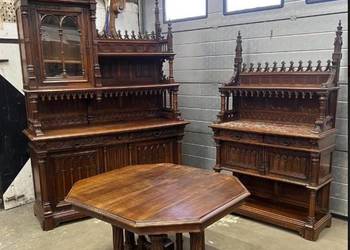 zestaw mebli do jadalni neogotyk