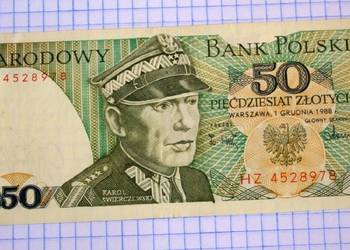 BANKNOT - 50 ZŁOTYCH 1988 ROK - ( SERIA : HZ 4528978 )