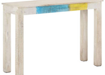 Stolik konsolowy biały 115x35x77 cm surowe drewno mango WM-323556