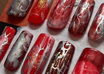 Handmade press on nails alt neon red
