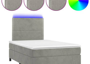 Łóżko kontynentalne z materacem i LED jasnoszare 120x190 cm WM-3270305