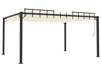 vidaXL Altana z żaluzjowym dachem 3x4 m, kremowa(SKU:313927)