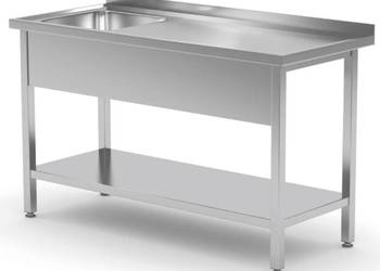 ZLEW STÓŁ GASTRONOMICZNY 1 KOMOROWY Z PÓŁKĄ 130/60/85
