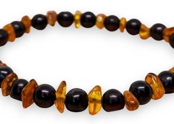 Bransoletka BURSZTYN bałtycki barok wiśnia sieczka koniak #869