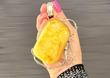 WYPRZEDAŻ wisior unikat srebro 925 bursztyn bałtycki rękodzieło