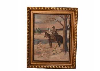 Jerzy Kossak - Ułan Na Koniu w Czasie Zimy - Polski Obraz Olejny