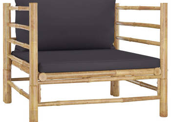 Sofa ogrodowa z ciemnoszarymi poduszkami bambusowa WM-313156