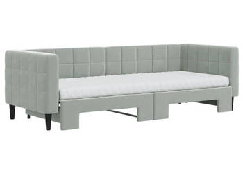 Sofa rozsuwana z materacami jasnoszara aksamit 80x200 cm WM-3196708