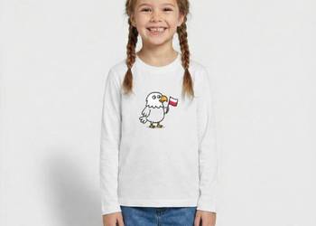 Ekologiczna młodzieżowa koszulka dla dzieci patriotyczna z długim rękawem o