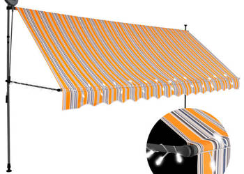 Ręcznie zwijana markiza z LED 350 cm żółto-niebieska WM-145853