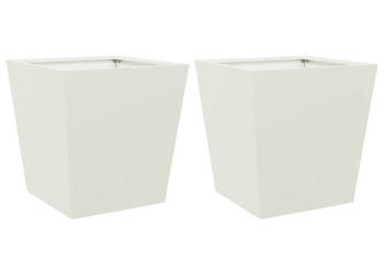 Donice ogrodowe 2 szt. białe 40x40x40 cm stalowe WM-851055
