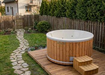 BALIA Ogrodowa OD RĘKI HOT TUB Bania Jacuzzi 200cm piec zewnętrzny