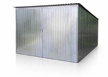 Garaż blaszany 3x5 2 gatunek jednospadowy brama dwuskrzydłowa tani blaszak