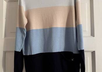 Sweter damski w pasy L/XL z golfem kolorowy bawełna kaszmir wełna