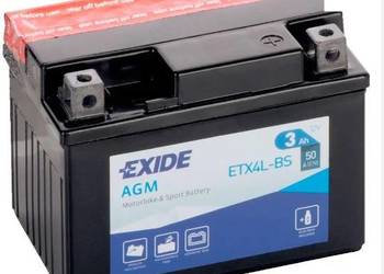 Akumulator motocyklowy EXIDE ETX4L-BS YTX4L-BS 12V 3Ah 50A P+