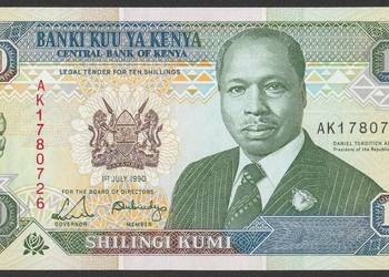 KENIA 10 SHILLING 1990 - STAN BANKOWY UNC