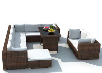 vidaXL 10-cz. zestaw mebli do ogrodu, poduszki, rattan PE(SKU:41877)