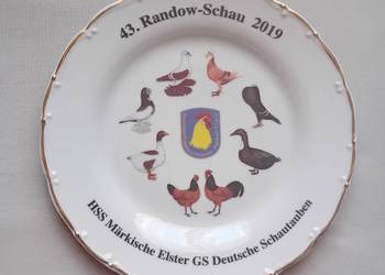 Talerz okolicznościowy zawieszany - Nagroda z wystawy gołębi Randow, 2019r.