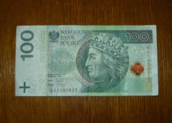 Banknot 100 zł seria AA 2012 r.