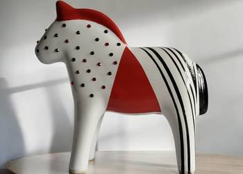 Koń Figurka Konik ceramiczny, ręcznie malowany Swarovski