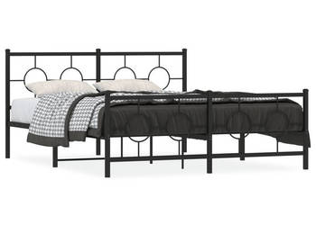 Łóżko Metalowe Czarne Rama Łóżka Ze Stelażem 150x200cm WM-376246