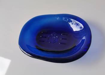 Stara niebieska mydelniczka szkło kobaltowe