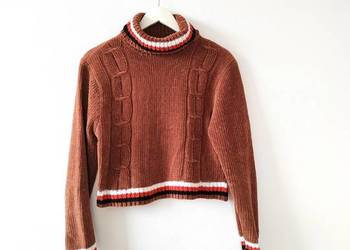 Brązowy Golf Vintage 40 42 Sweter