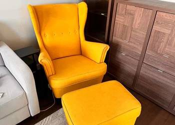 Fotel żółty ikea + podnóżek